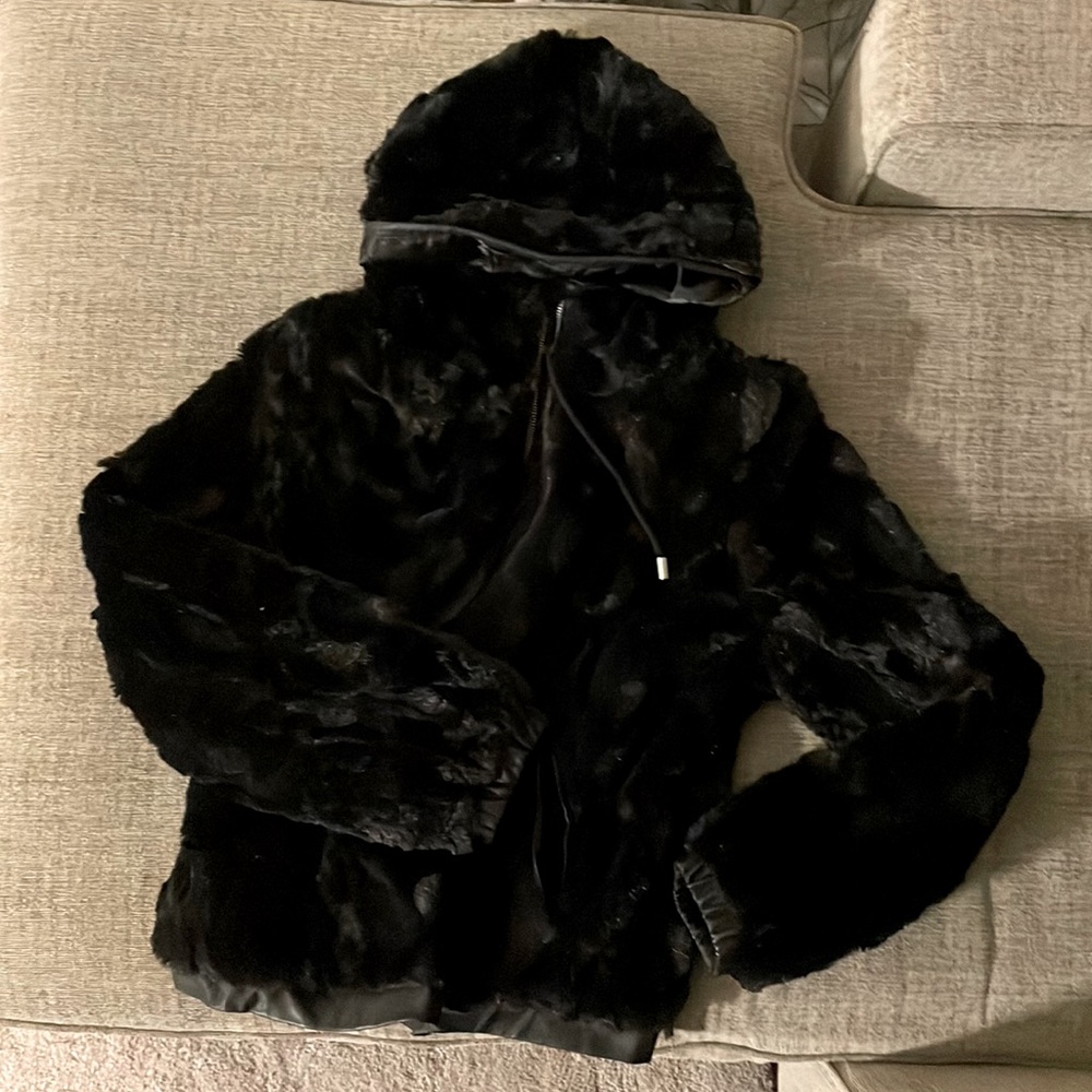 JouJou Faux Fur Hooded Bomber Jacket